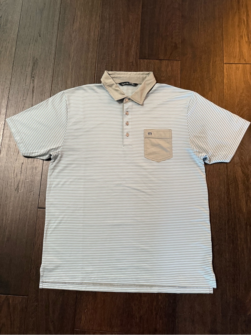 Travis Matthew Men's Light Blue Striped Golf Shirt